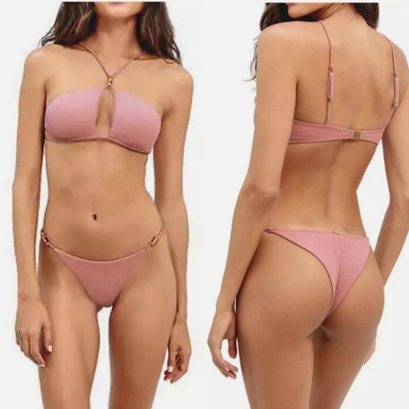 Vix Firenze Nicole Flora Bikini Beaded Tortoise Shell NWT Swim Strapoy Cutout - Picture 16 of 16